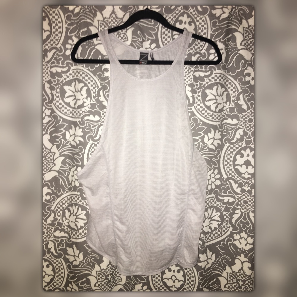 Sheer Striped Gray Racer Back Tank Top